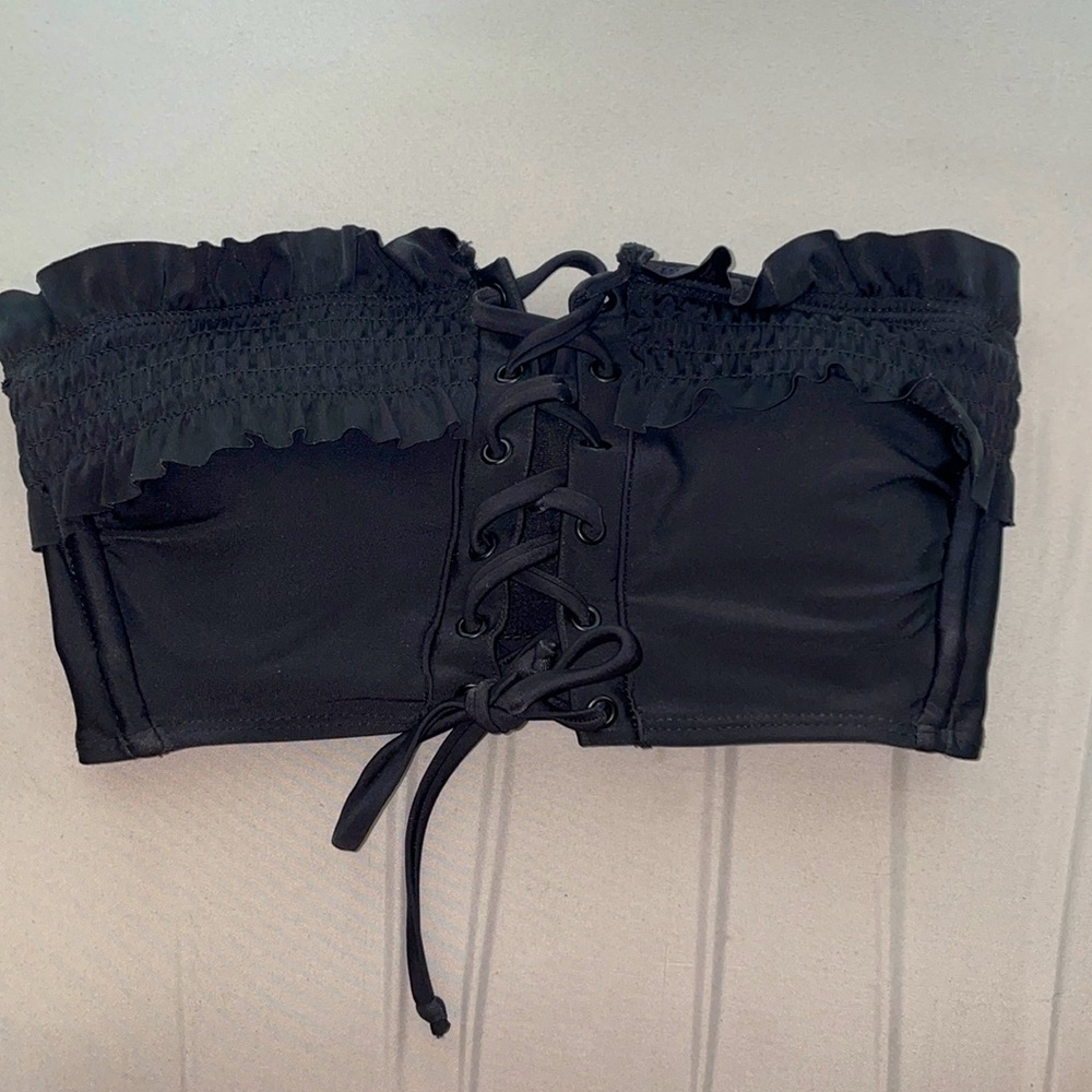 Black Bandeau Style Swim top sz S